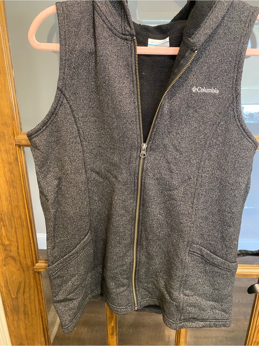 Columbia Dark Charcoal Gray Fleece Zip Vest
